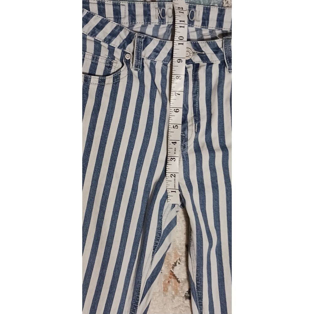 Rock & Roll Denim Womens Stripe High-Rise Flare Jeans tag 30x34 actual 30Wx31L - Picture 5 of 11